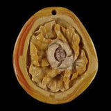 BG17801# Hand Carved Peony Flower Succor Creek Jasper Pendant Bead