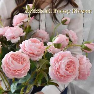 1 Bouquet Artificial Peony Tea Rose Flowers Camellia Silk Fake Flower DIY Home