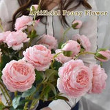1 Bouquet Artificial Peony Tea Rose Flowers Camellia Silk Fake Flower DIY Home