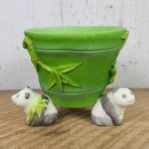 Vintage Panda & Bambo Planter Resin Pot Cover Indoor Plant Cactus Succulent Garden Bohemian Decor Boho Chic Retro Cute Cachepot Jardiniere