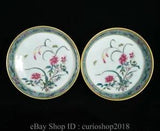 6.4 "Qianlong Marked China Famile Rose Porcelain Dynasty Peony Flower Plate Pair