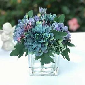 Silk Daisy and Mixed Artificial Flower Arrangement Cube Glass Vase Acrylic Water