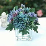 Silk Daisy and Mixed Artificial Flower Arrangement Cube Glass Vase Acrylic Water