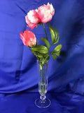 Vintage Elegant Crystal Vase Artificial Peonies Flower Arrangement in Faux Water