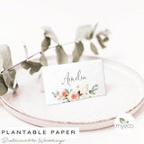 Plantable Place Cards, Pink roses,  Personalised  Wedding place name, Seeded Paper Placecards printed