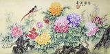 ORIENTAL ASIAN ART CHINESE WATERCOLOR PAINTING-Happy bird&Peony flower