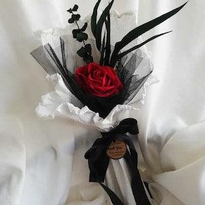 Red artificial rose bouquet, Valentine's day gift, flower bouquet,rose bouquet,gift,red rose,permanent gift, immortal flower,eucalyptus