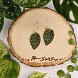 Jewel Orchid Botanical Plant Leaf Earrings
