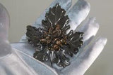 1980s Sylvia Dahl Signed Frog Leaf Lily Pad Dress Scarf Fur Clip Boho VTG