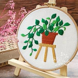 Green plant embroidery kit-Handmade Embroidery -Wall decoration kit - Flower Embroidery- Party gift- Kids Crafts-Needlework Kit -hoop art