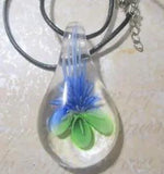 Glass Water Lily Pendant Necklace