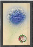 Copyright 1907 Embossed Divided Back Postcard of Carnation w/Santa Sticker