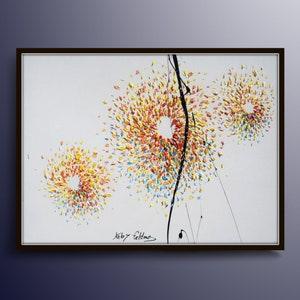 Sunflowers oil Painting 40" original handmade painting on canvas, yellow color, large size, thick layers, Modern art, By Koby Feldmos