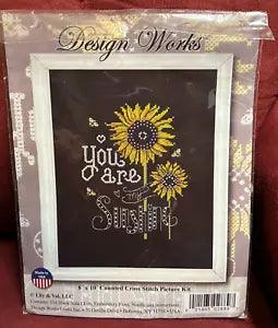 DESIGN WORKS Lily & Val YOU ARE MY SUNSHINE New/Sealed Cross Stitch KIT w/Beads