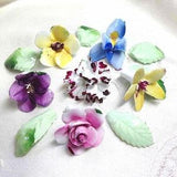 MINI China Flowers lot for Mosaic or Crafts 6 Porcelain Bone China Posies 3D Mosaic Tile Rose Pansy Iris Carnation in Pink Yellow Blue
