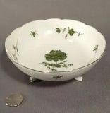 1920 - 1935 Giraud Limoges France Signed Footed Bowl Green Flowers ~ EXCELLENT