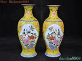 OlD China bronze Cloisonne flower bird peony Zun Cup Bottle Pot Vase Jar Statue