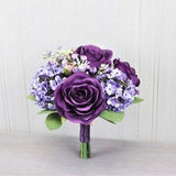Plum Rose Floral Bouquet, Purple Wedding Bouquet, Purple Table Flower, Plum Bridal Bouquet, Plum Bridesmaid Bouquet, Flower Girl Bouquet