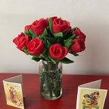 1:12 scale Valentines dozen red roses miniatures dolls house vase floral bouquet  flowers  table decoration bouquet