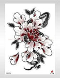 snake peony flower large 8.25" temporary tattoo cute body art tattoos