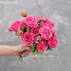 Faux Rose Small Bouquet | Artificial Flower | DIY Floral | Wedding/Home Decoration | Gifts - Magenta