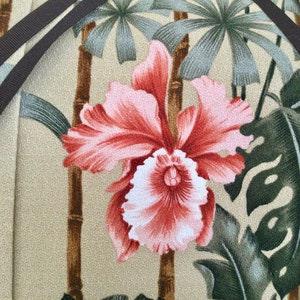 Orchid Hawaiian Tropical Barkcloth Book Pillow Stand - Arthritic Pillow -One of A Kind