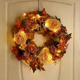 Peony Garland Artificial Flowers Decorations 16in Fall Wreath for Front Door