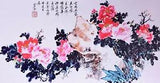 STUNNING ORIGINAL ASIAN FINE ART CHINESE FLORAL WATERCOLOR PAINTING-Peony flower