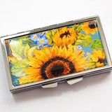 Sunflower 7 day Pill case for purse, Travel pill box with Sunflowers, Gift for Her (3879)