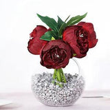BURGUNDY 10" Silk Artificial Peony Flowers Bouquet Arrangement Party Wedding