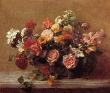 Dream-art Oil painting Latour - nice flowers still life peony in vase hand paint