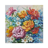 Rose Painting,Daisy Painting,Flower Bouquet,Floral Impasto,Oil Impasto,Small Painting,Flower Art,Nursery Wall Art,8 by 8 inches