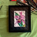 The Orchid Queen : 7" X 5" beautiful acrylic painting of a gorgeous cattleya Gigas Orchid