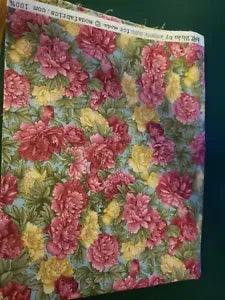 ROSE YELLOW CARNATION FLOWER Cotton Fabric Material 23" x 35" Unwashed