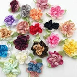 40pcs 2tone Satin Ribbon Bow Flower Appliques Sewing Art Scrapbooking Decoration