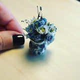 Miniature Flower bouquet Dollhouse blue roses & flowers 1:12 scale
