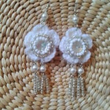 Crochet Flower Earrings Bridal Earrings Shabby Chic Gifts For Her