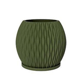 Planter Pot With Drainage, Avocado Green Mica Ball Design for Small and Large Plants [Water Plate Included] Outdoor and Indoor use Plant Pot