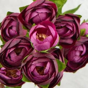 Set of 2 Colorful Purple Artificial Ranunculus 22" Floral Sprays with 9 Blooms