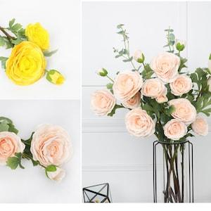 24"Long Premium real touch ranunculus Bellini, Yellow Home decoration centerpiece bouquet DIY