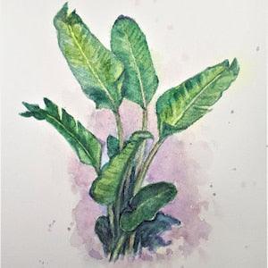 Original Water Color painting, Green plant, 8x10, 20061115