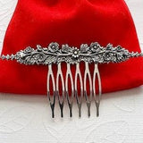 Nature Flower Hair Comb | Silver Haircomb | Vintage Look Jewelry | Antique Style Hairpiece | Floral Hair Accessory