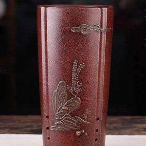 Yixing bonsai pot with rounded corners and square high tube orchid pot simple retro old style bonsai pot home decoration potted pot