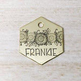 Wild Sunflowers - Pet ID tag - Dog tag for dogs - Pet Name Tag - Hand Stamped - Personalized - Dog Collar - Custom - Dog Tag -