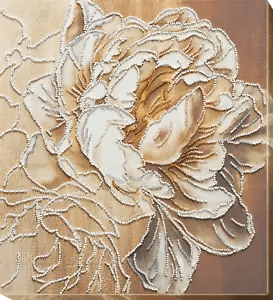 DIY Bead Embroidery Kit Peony Flower Beaded stitching needlepoint beadwork