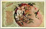 Language Of Flowers Myrtle Myrr & Lily Bouquet With Poem Postcard