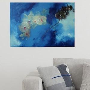 Orchid in oil on canvas, oil painting impressionism hand painted