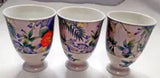 set of 3 wine glass white porcelain flower pattern peony from japan