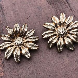 Vintage Metallic Sunflower Clip-on Earrings - 1" diameter EACH