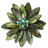 Pretty Green Water Lily Mother of Pearl Pin-Brooch